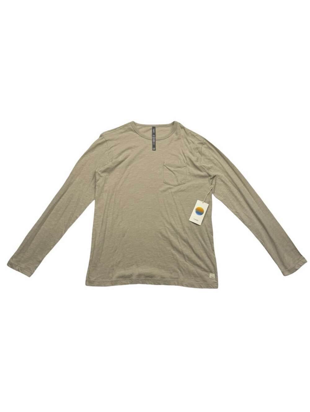 Vuori Men's Long Sleeve Rise Tee Pima Cotton Dark Salt Beige Size L